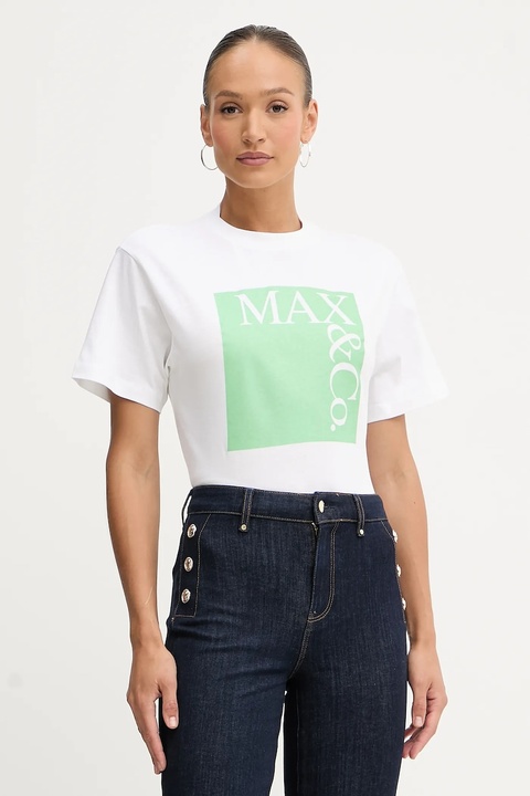 MAX&Co. t-shirt bawełniany damski kolor biały 2518971024200 - zdjęcie produktu nr 1