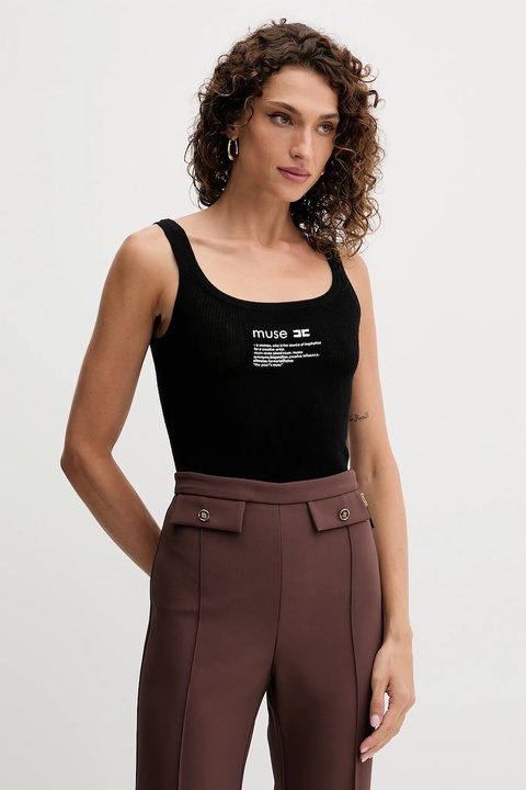 Elisabetta Franchi top z dodatkiem wełny kolor czarny TK63B57E2 - zdjęcie produktu nr 1