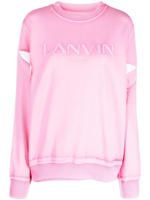 Lanvin embroidered-logo crew-neck sweatshirt - Pink - zdjęcie produktu nr 1