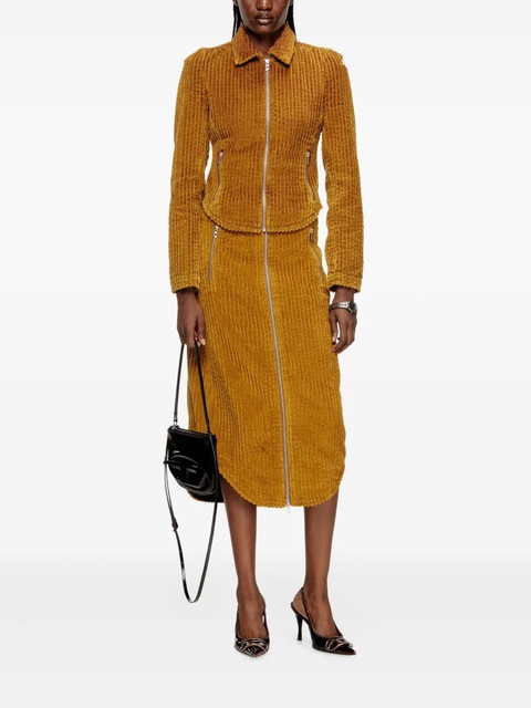 Diesel O-LLIPOP zip-front corduroy midi skirt - Brown - zdjęcie produktu nr 1