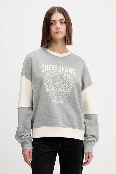 Guess Jeans bluza bawełniana damska kolor szary z nadrukiem W5YQ20 K68I4 - zdjęcie produktu nr 1