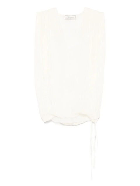Blumarine pleated silk top - Neutrals - zdjęcie produktu nr 1