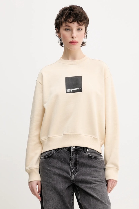 Karl Lagerfeld Jeans bluza bawełniana damska kolor beżowy z nadrukiem A1W20006 - zdjęcie produktu nr 1