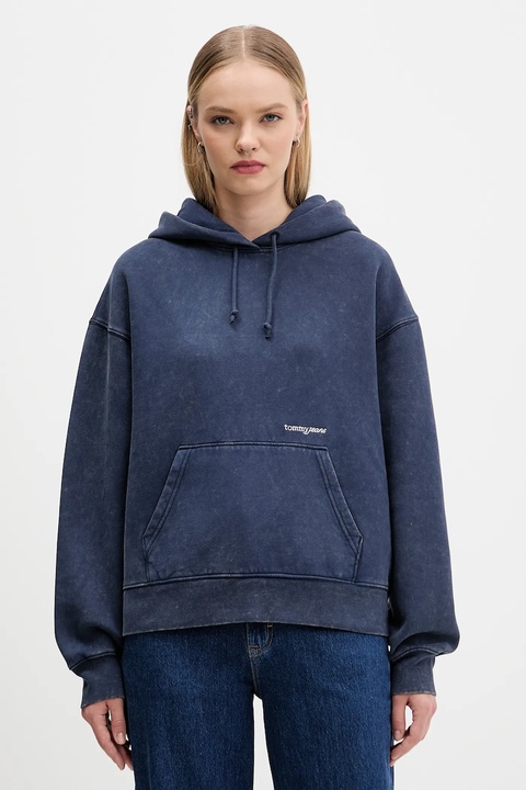Tommy Jeans bluza damska kolor granatowy z kapturem gładka DW0DW21609 - zdjęcie produktu nr 1
