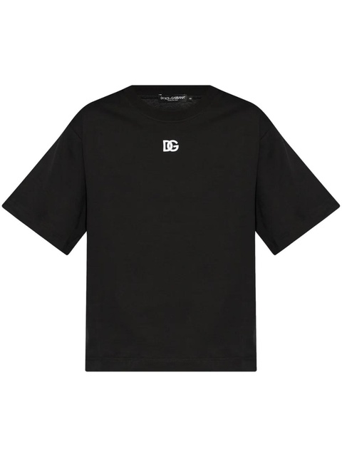 Dolce & Gabbana logo-embroidered T-shirt - Black - zdjęcie produktu nr 1