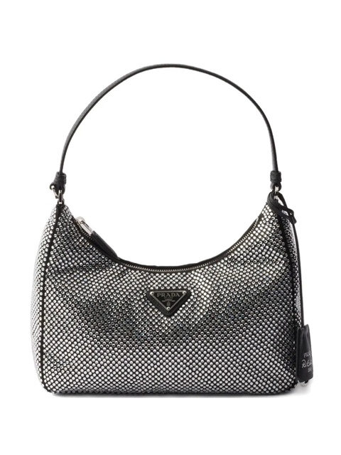 Prada mini Re-Edition 2005 crystal-embellished shoulder bag - Grey - zdjęcie produktu nr 1