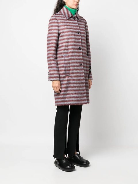 Marni brushed striped single-breasted coat - Red - zdjęcie produktu nr 2