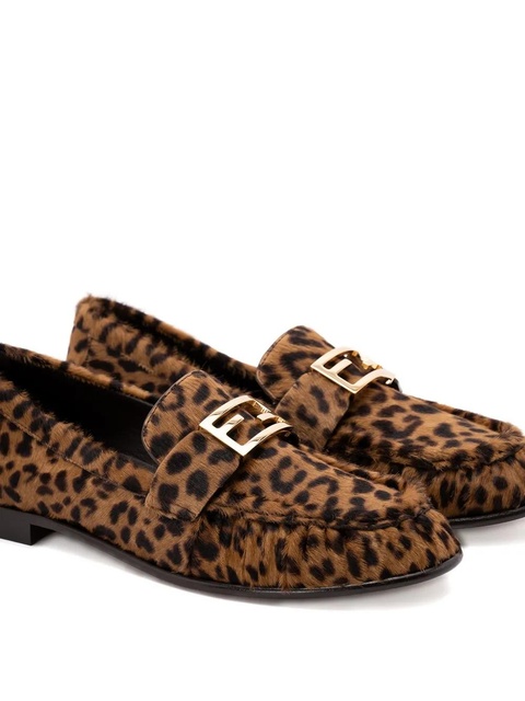 FENDI leopard-print logo-detail loafers - Brown - zdjęcie produktu nr 2