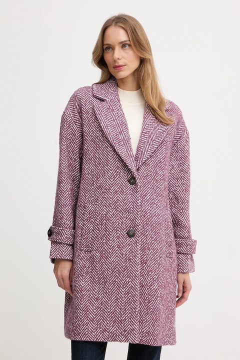 United Colors of Benetton płaszcz z dodatkiem wełny kolor fioletowy 2M9SDN08T - zdjęcie produktu nr 1