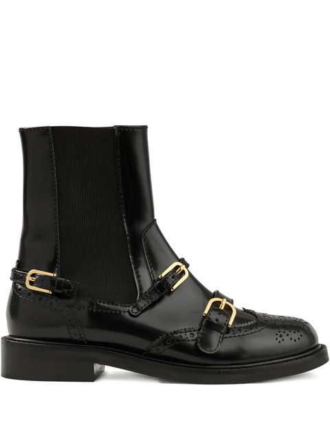 SANDRO buckle-detail brogue combat boots - Black - zdjęcie produktu nr 1