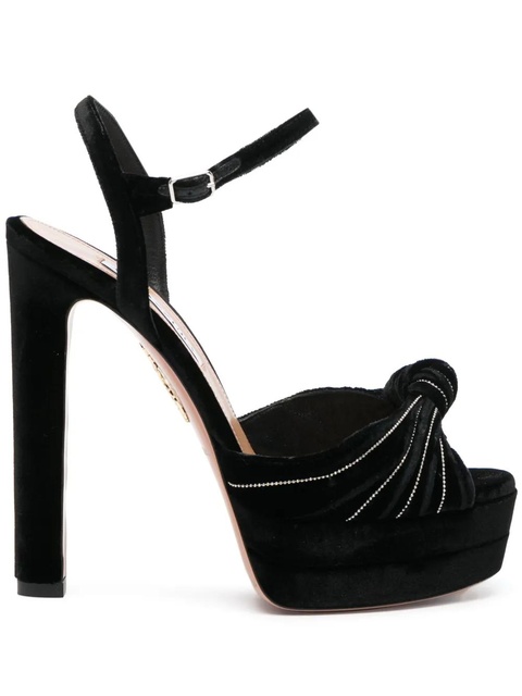 Aquazzura Atelier Plateau 130mm velvet pumps - Black - zdjęcie produktu nr 1