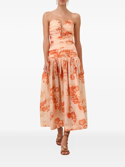 ZIMMERMANN Cascadian floral-print midi dress - Orange - zdjęcie produktu nr 2