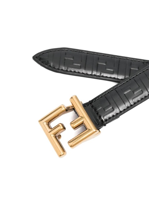 FENDI FF-embossed leather belt - Black - zdjęcie produktu nr 2