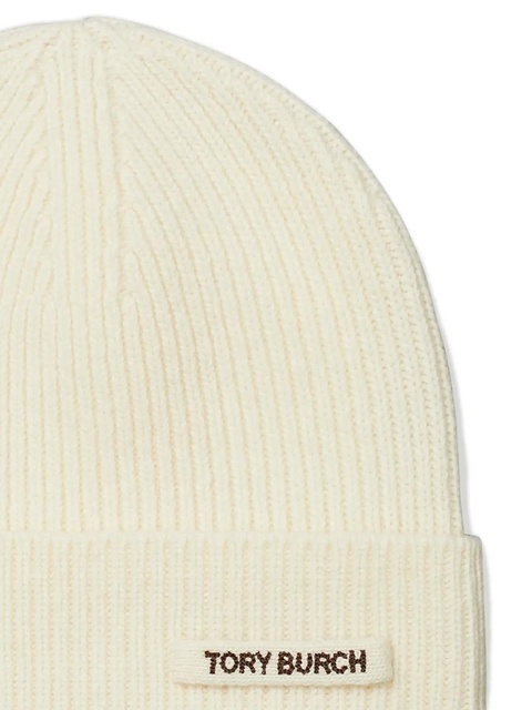 Tory Burch ribbed-knit beanie hat - White - zdjęcie produktu nr 1