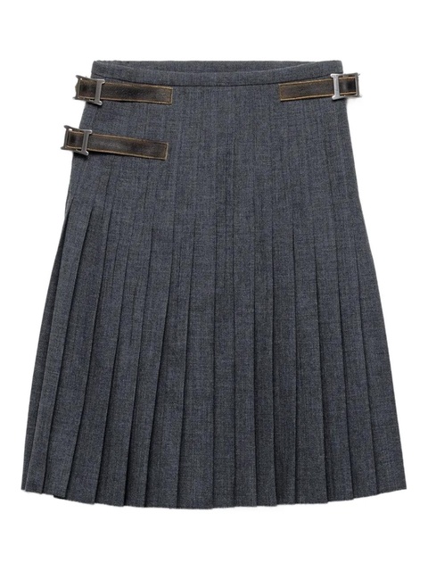 Prada pleated leather-strap midi skirt - Grey - zdjęcie produktu nr 1