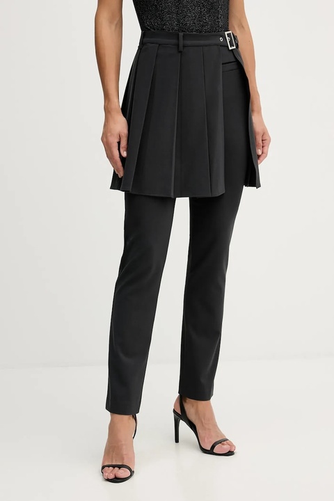 Sisley spodnie damskie kolor szary proste high waist 483QLF07Y - zdjęcie produktu nr 1