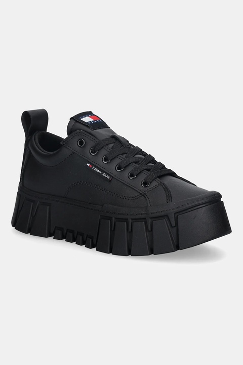 Tommy Jeans sneakersy skórzane TJW VULC FLATFORM LEATHER damskie kolor czarny EN0EN03008 - zdjęcie produktu nr 2