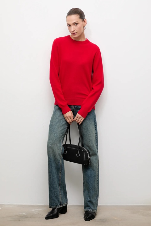 Answear.LAB sweter z wełny merino damski kolor czerwony lekki - zdjęcie produktu nr 2