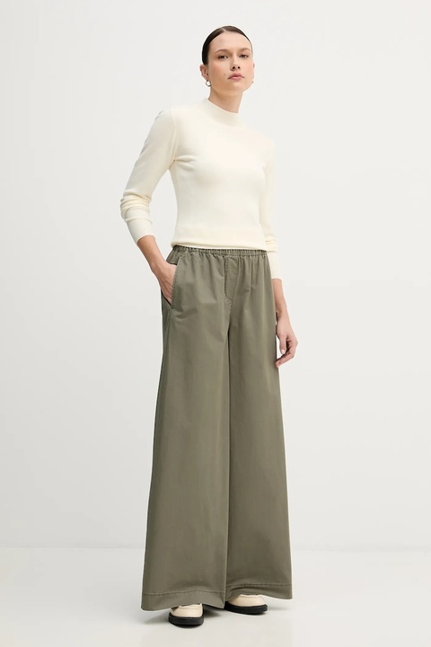 United Colors of Benetton spodnie bawełniane damskie kolor zielony szerokie high waist 4PAXDF0A4 - zdjęcie produktu nr 1