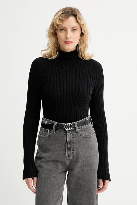 Marc O'Polo sweter bawełniany damski kolor czarny z półgolfem 509605960173 - zdjęcie produktu nr 1