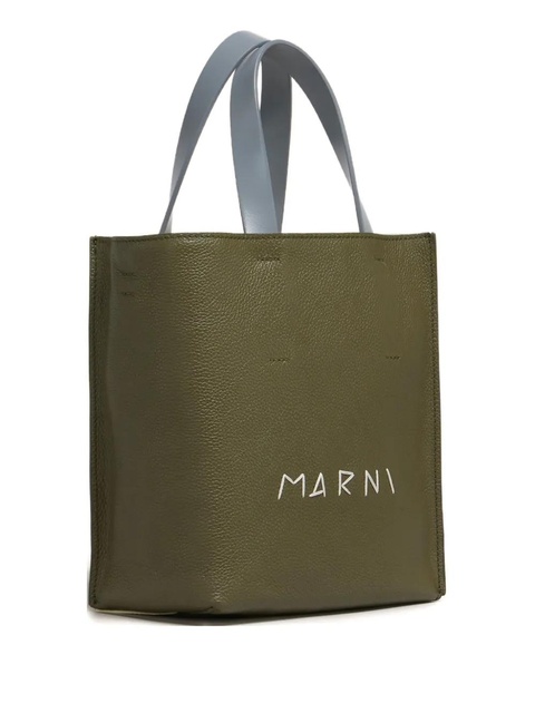 Marni logo-printed leather tote bag - Green - zdjęcie produktu nr 2