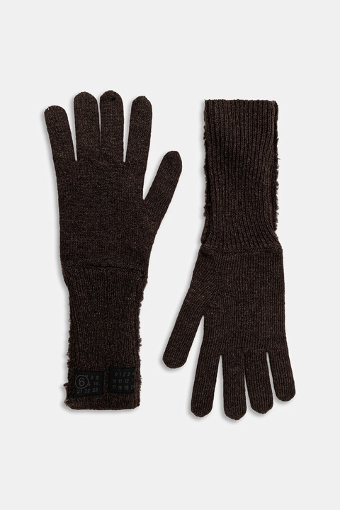 MM6 Maison Margiela rękawiczki z dodatkiem wełny damskie kolor brązowy S62TS0078.M13198.144 - zdjęcie produktu nr 1
