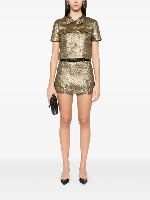 Self-Portrait metallic jacquard skort - Gold - zdjęcie produktu nr 2