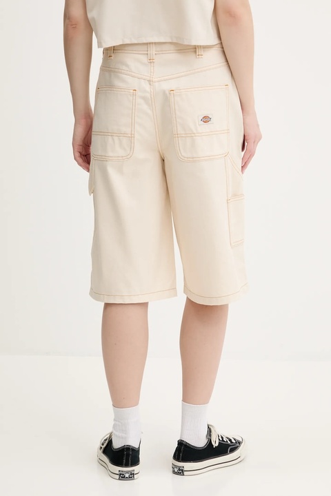 Dickies szorty bawełniane damskie kolor beżowy gładkie high waist DK0A4Z85F901 - zdjęcie produktu nr 2