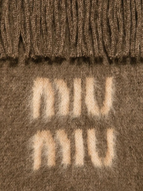 Miu Miu intarsia-logo scarf - Brown - zdjęcie produktu nr 2