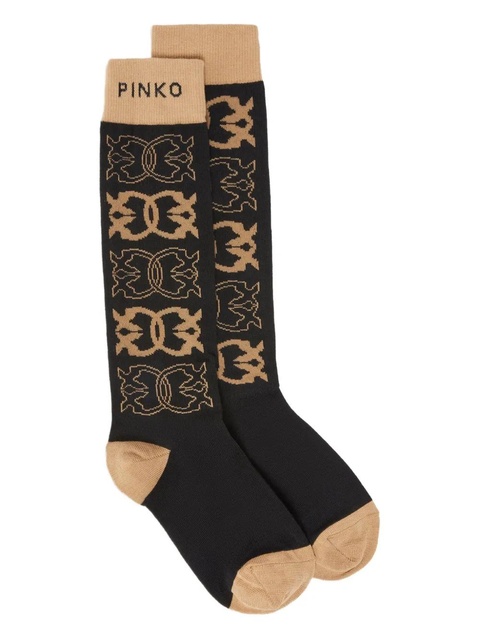PINKO logo-patterned knee-high socks - Black - zdjęcie produktu nr 1