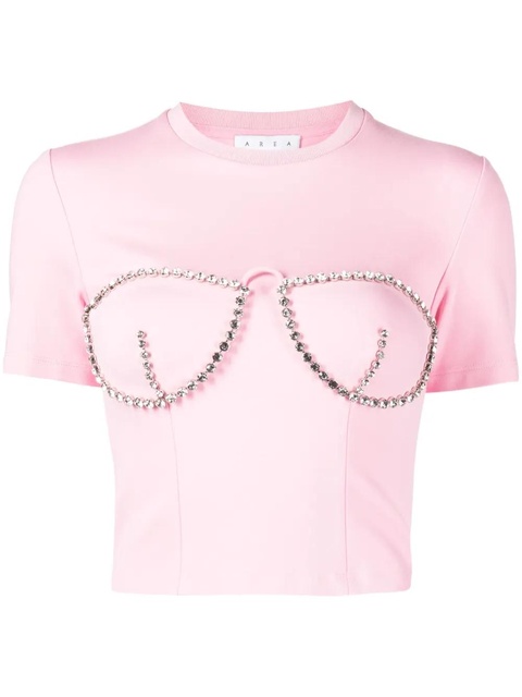 AREA crystal-embellished bustier-cup T-shirt - Pink - zdjęcie produktu nr 1