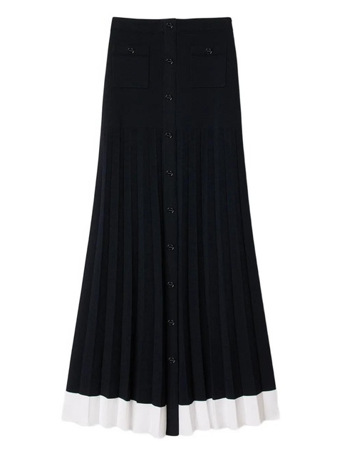 SANDRO pleated button-front skirt - Black - zdjęcie produktu nr 1