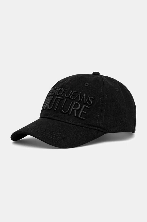 Versace Jeans Couture czapka z daszkiem bawełniana damska kolor czarny z aplikacją 78HAZK32 ZG365 - zdjęcie produktu nr 1