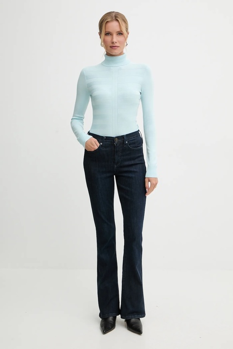 Morgan sweter damski kolor niebieski lekki z golfem MENTHYO - zdjęcie produktu nr 2