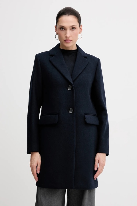 Sisley płaszcz wełniany kolor granatowy przejściowy 2JJYLN04N - zdjęcie produktu nr 1