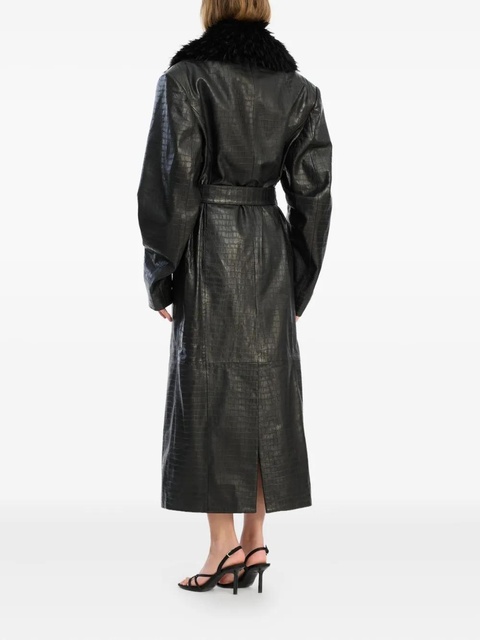 ROTATE BIRGER CHRISTENSEN faux fur-collar leather coat - Black - zdjęcie produktu nr 1