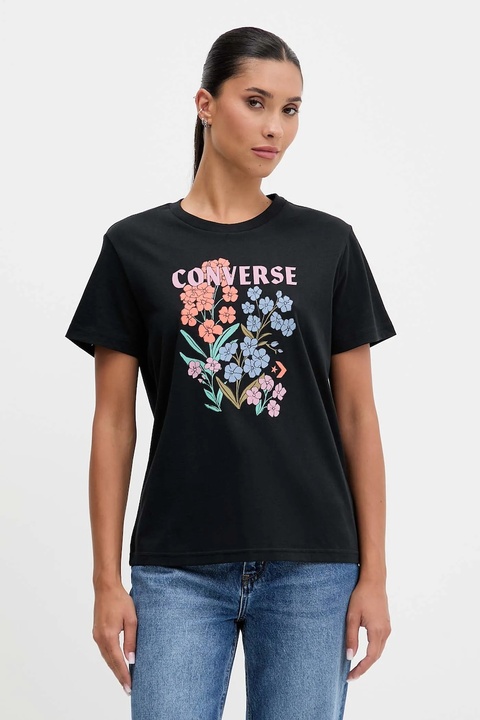 Converse t-shirt bawełniany damski kolor czarny CVW5T235 - zdjęcie produktu nr 1