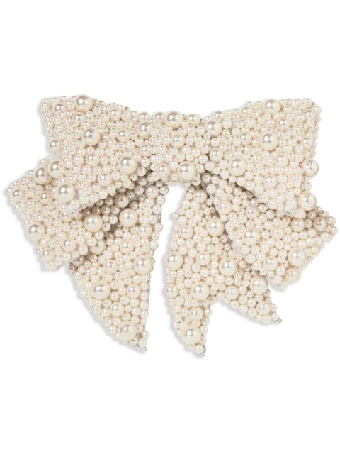 Jennifer Behr Bianca pearl embellished bow barrette - Neutrals - zdjęcie produktu nr 1