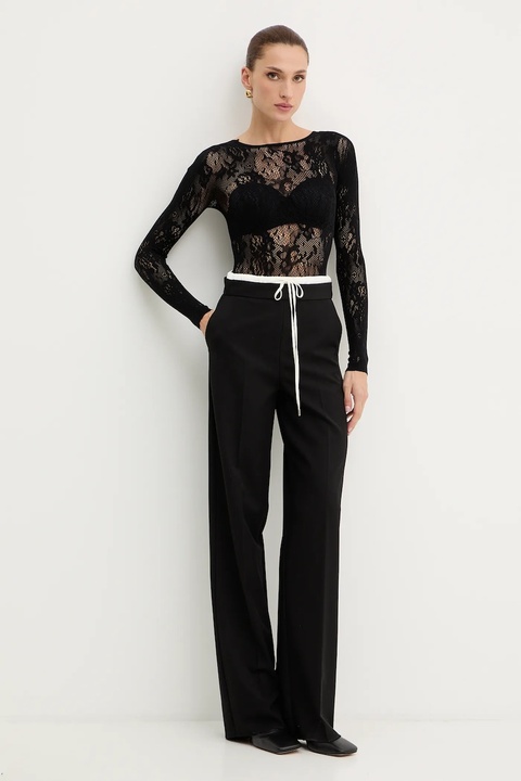 Marella spodnie Emme by Marella damskie kolor czarny szerokie high waist 2525136032200 - zdjęcie produktu nr 2