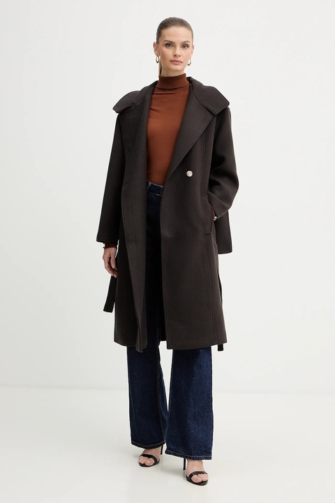 Morgan płaszcz z dodatkiem wełny kolor brązowy GSCARF - zdjęcie produktu nr 2