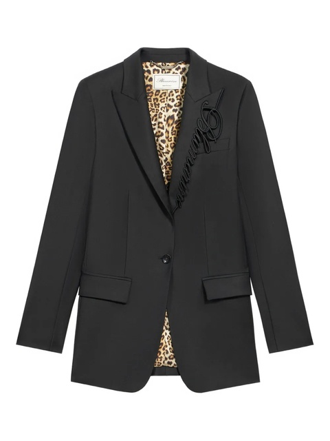 Blumarine embroidered-logo single-breasted blazer - Black - zdjęcie produktu nr 1