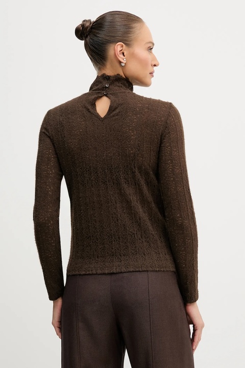 United Colors of Benetton sweter damski kolor brązowy lekki z półgolfem 5W77DQ0AT - zdjęcie produktu nr 1