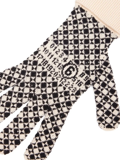 MM6 Maison Margiela intarsia-knit gloves - White - zdjęcie produktu nr 1