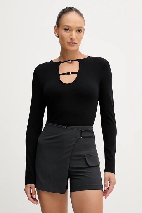 Sisley szorty damskie kolor szary gładkie high waist 483QL901T - zdjęcie produktu nr 1