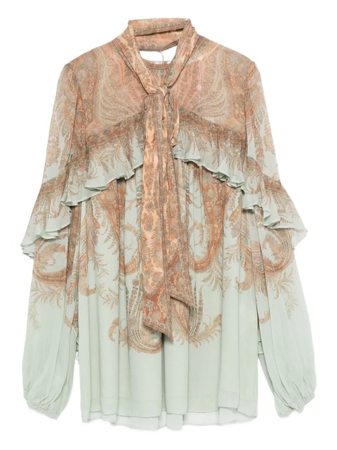 ZIMMERMANN paisley-print ruffled-detail blouse - Blue - zdjęcie produktu nr 1