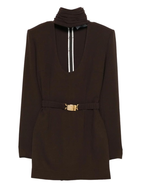 Rowen Rose high-neck belted mini dress - Brown - zdjęcie produktu nr 1