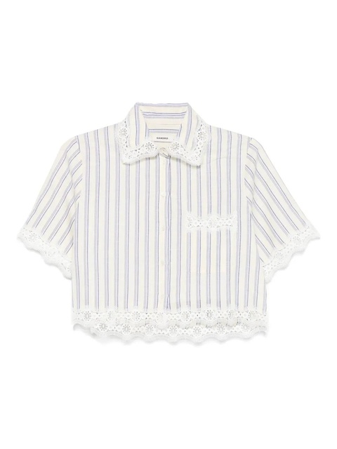SANDRO striped cropped shirt - Neutrals - zdjęcie produktu nr 1