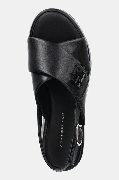 Tommy Hilfiger sandały skórzane TH LOGO HW PADDED LEATHER SANDAL damskie kolor czarny na platformie FW0FW08808 - zdjęcie produktu nr 2
