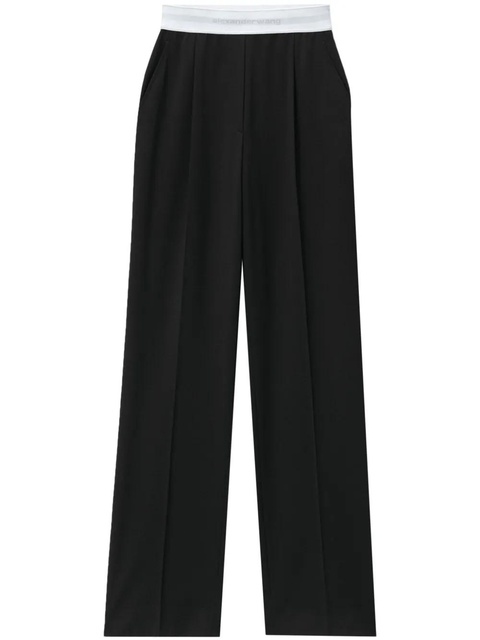 Alexander Wang pleat-detail logo-waistband trousers - Black - zdjęcie produktu nr 1