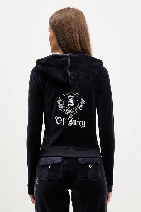 Juicy Couture bluza damska kolor granatowy z kapturem z aplikacją JCGAS225009 - zdjęcie produktu nr 2